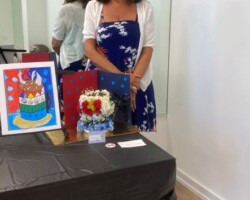 Member Displaying Her Arrangement