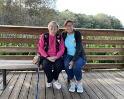 Two of the hardy strollers on this cold day!